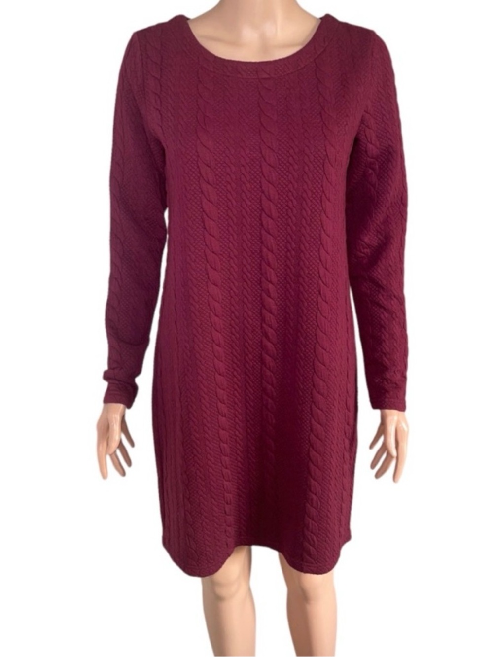 Katherine Barclay Montreal Cable Knit Long Sleeve Sweater Shift Dress 6